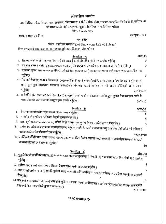 Kharidar 3rd Paper Question 2079||With Solutions