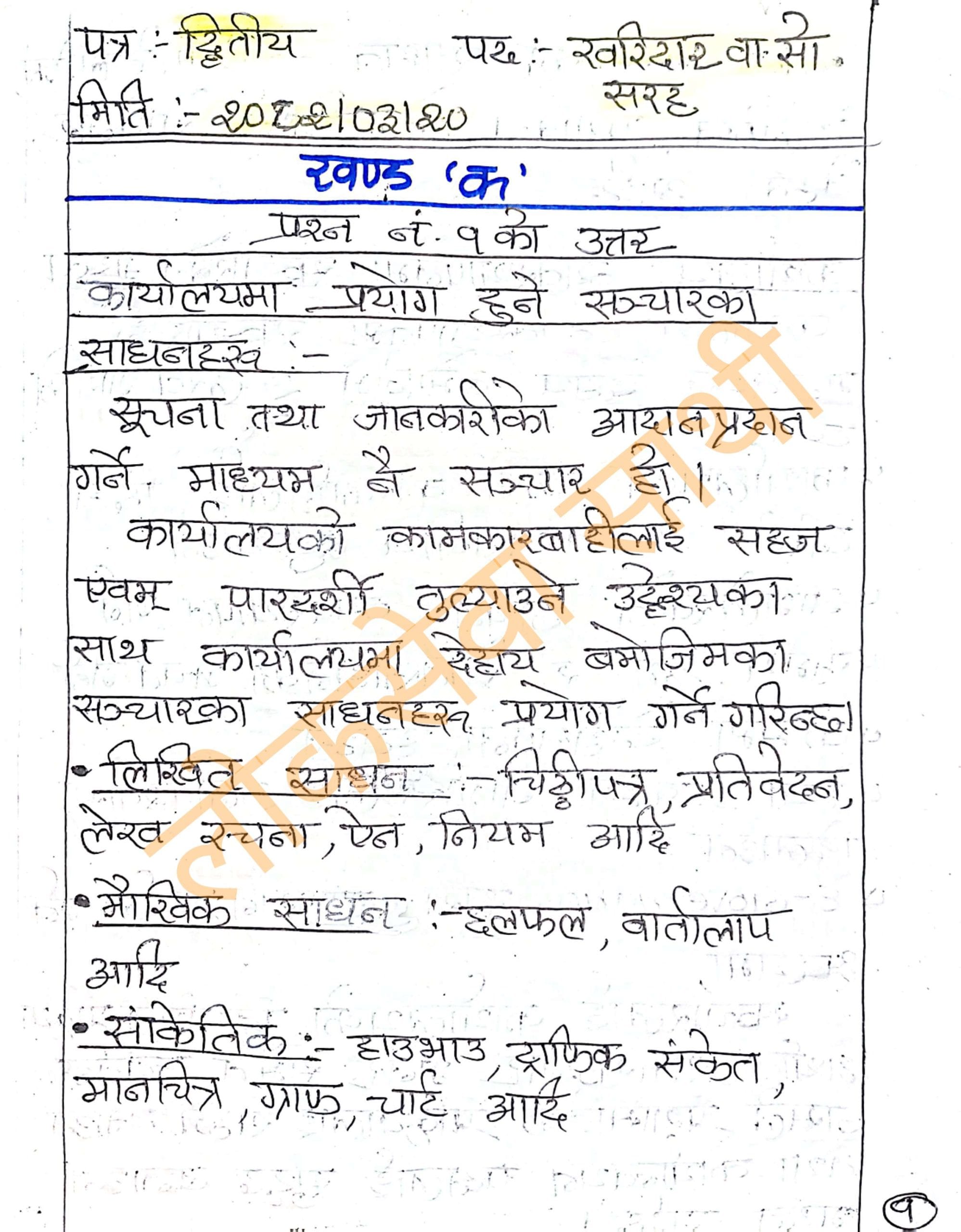 Solution of Kharidar 2nd Paper 2081|Handwritten answer